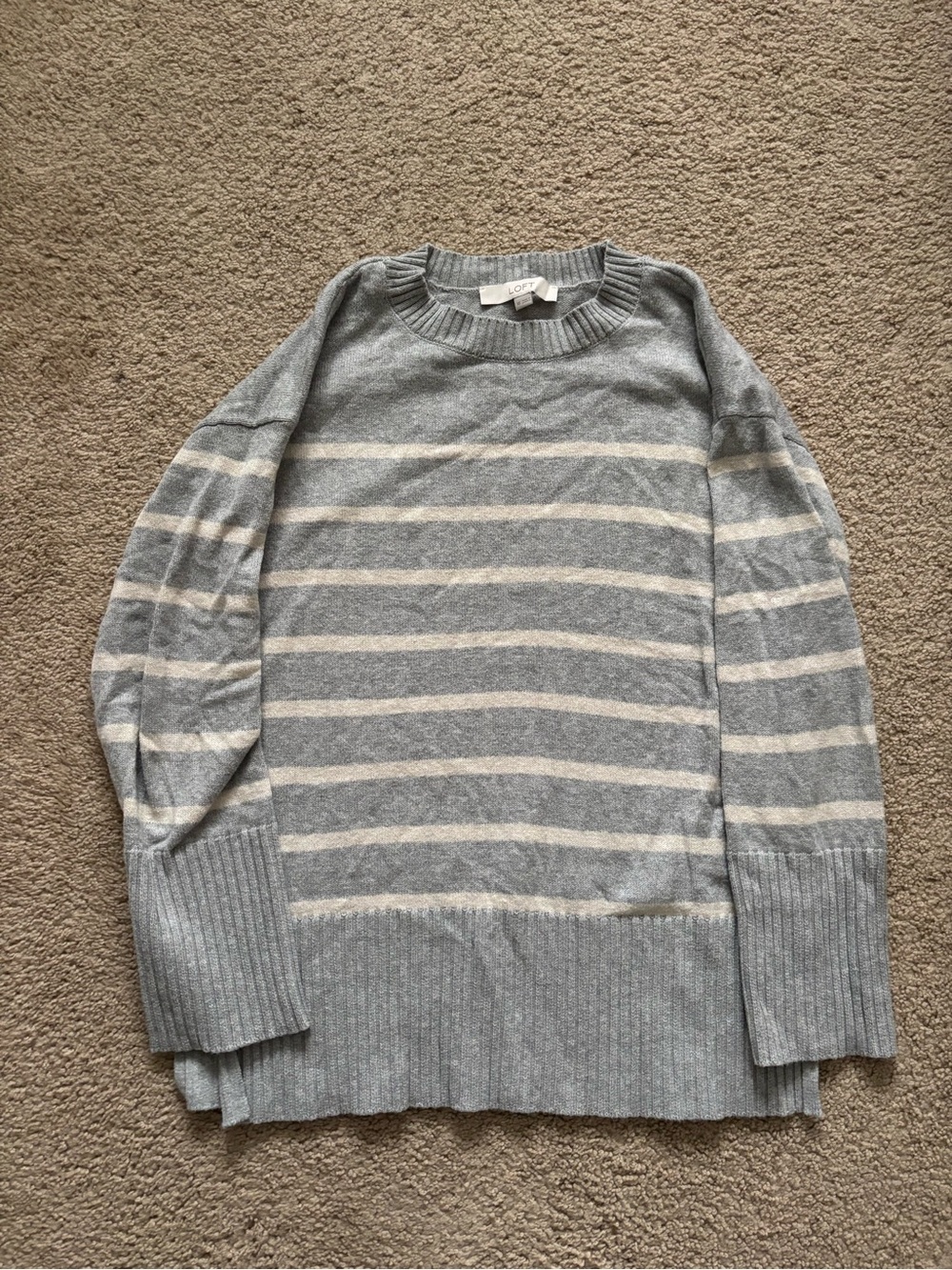 LOFT Women’s Striped Tunic Sweater Gray/White